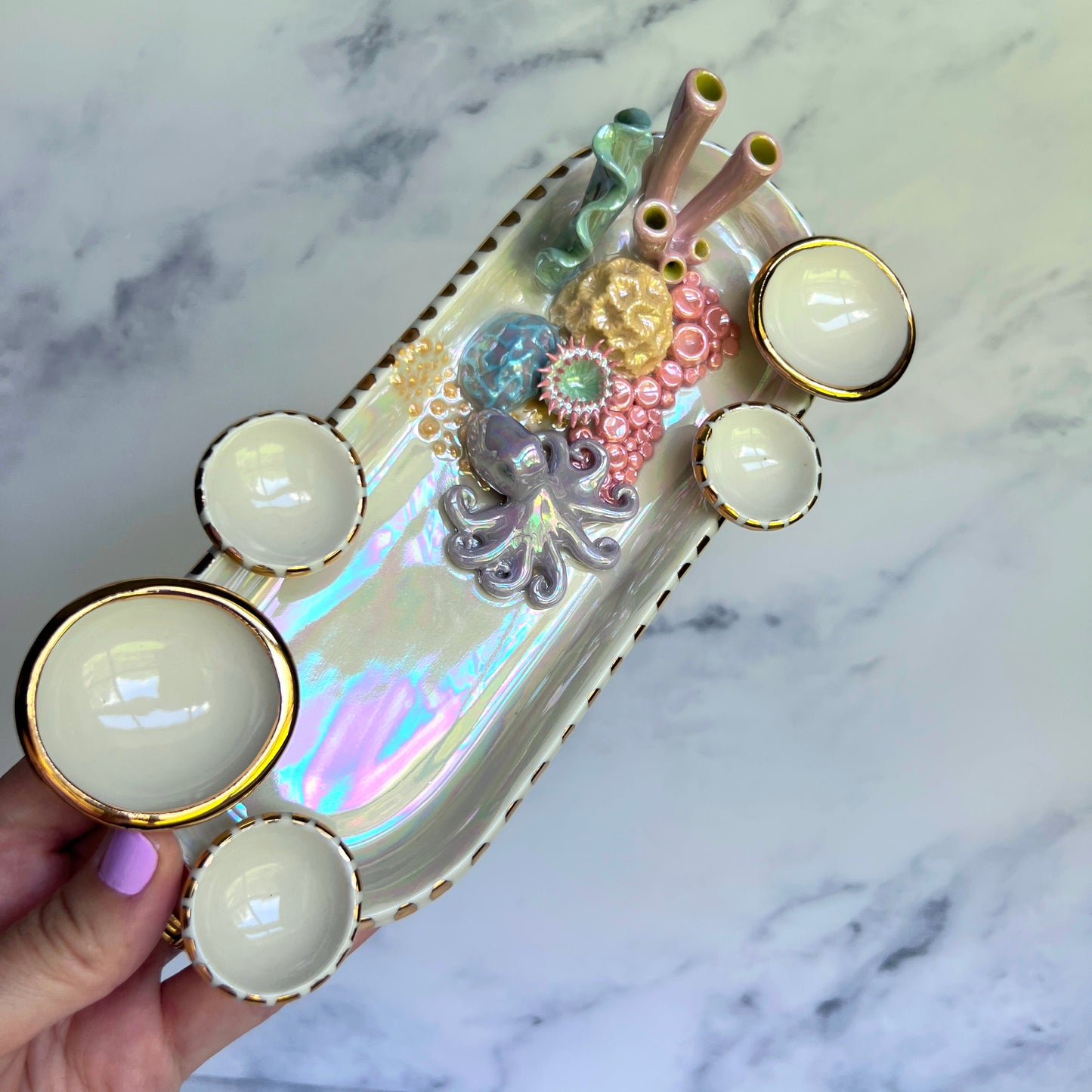Curious Cutie - Octopus Coral Reef Dish Jewelry Infinity Tray