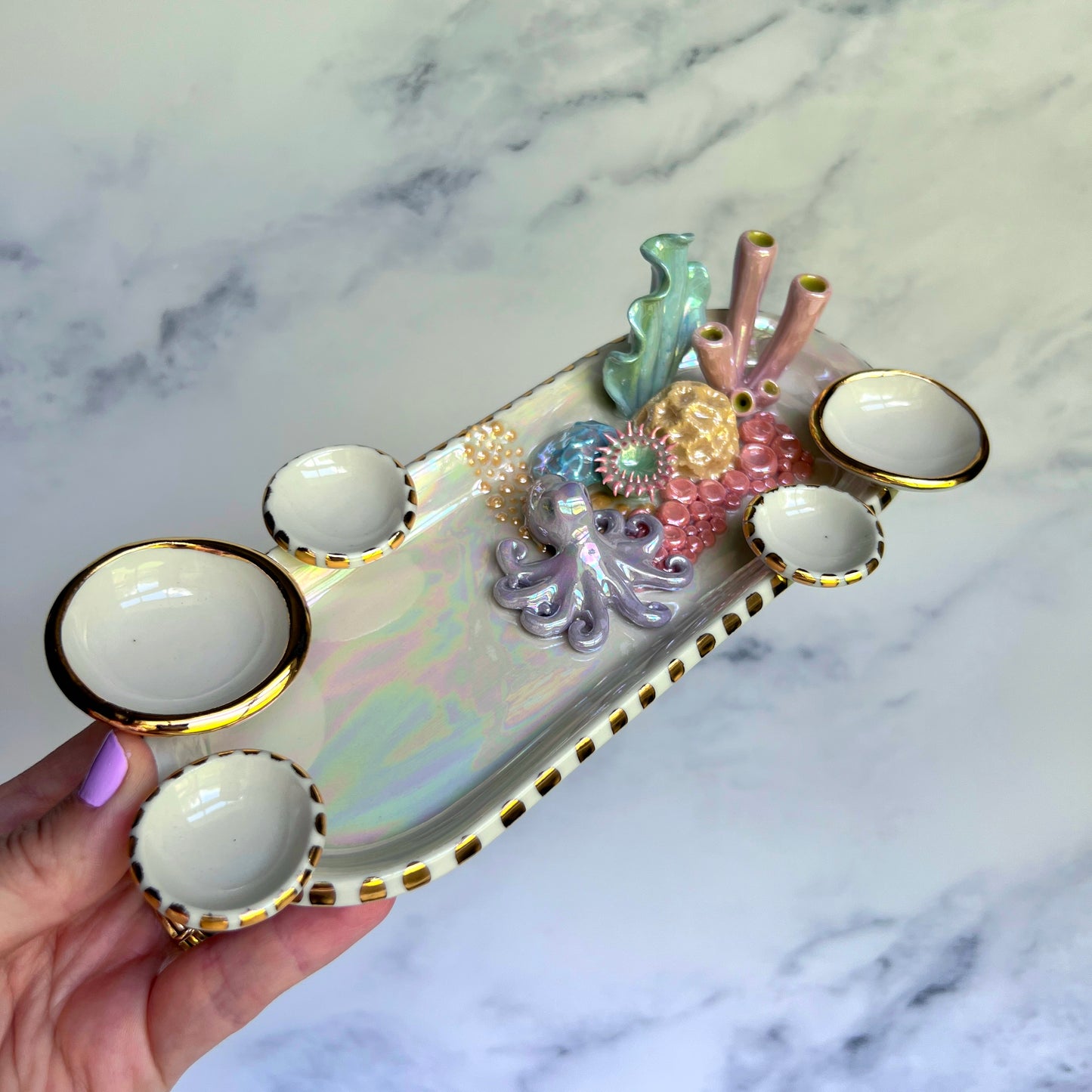 Curious Cutie - Octopus Coral Reef Dish Jewelry Infinity Tray