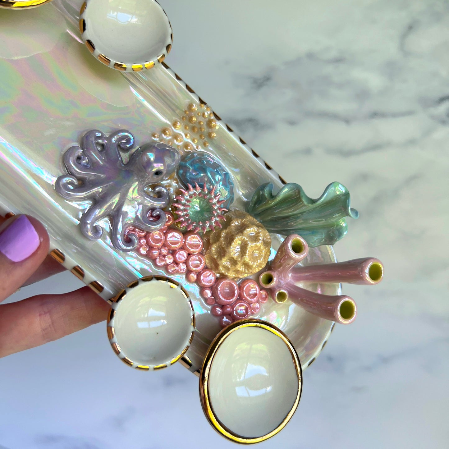 Curious Cutie - Octopus Coral Reef Dish Jewelry Infinity Tray