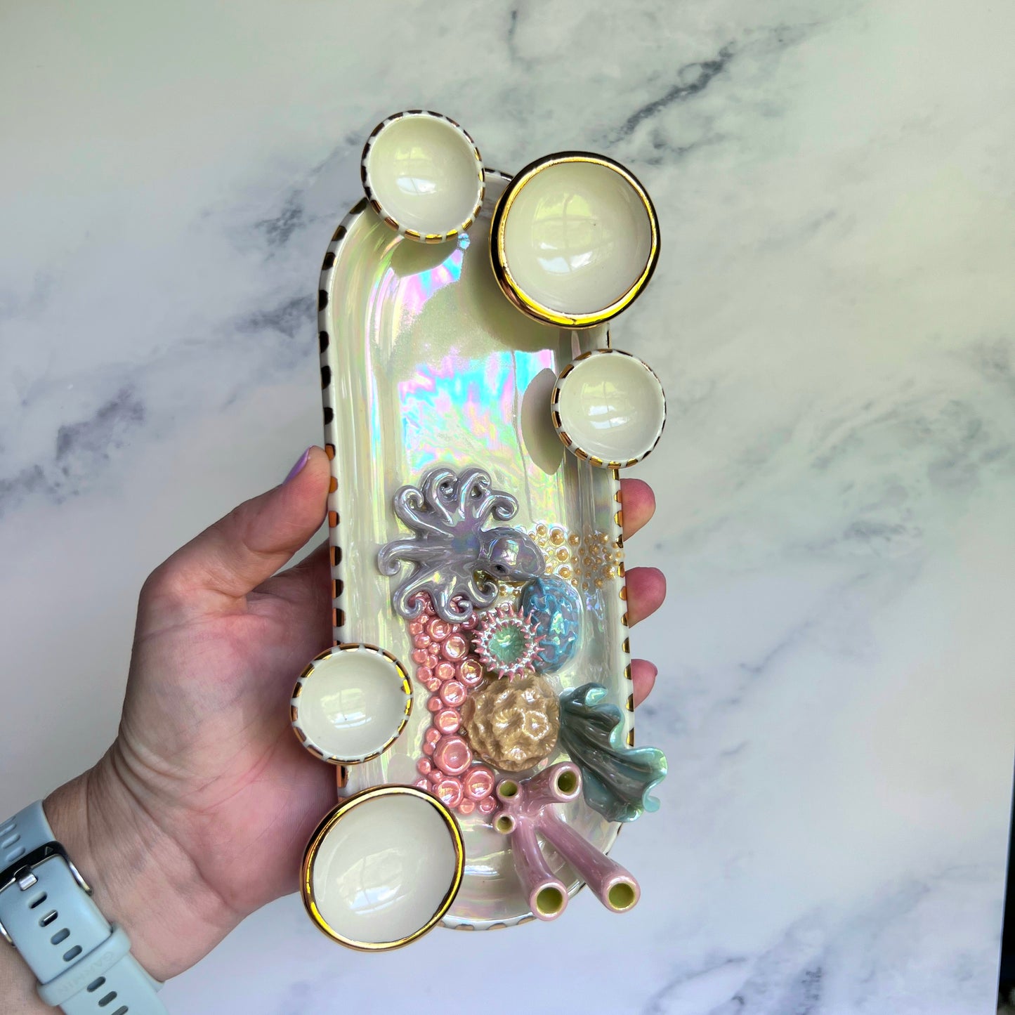 Curious Cutie - Octopus Coral Reef Dish Jewelry Infinity Tray
