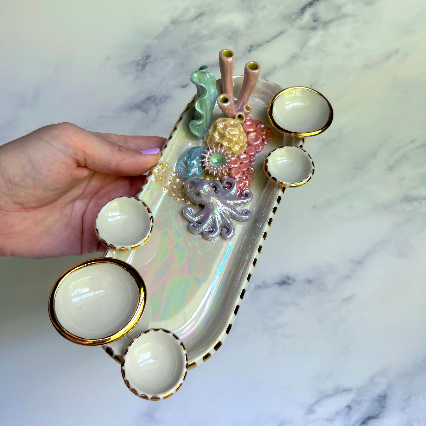 Curious Cutie - Octopus Coral Reef Dish Jewelry Infinity Tray