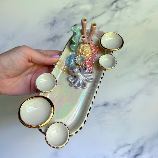 Curious Cutie - Octopus Coral Reef Dish Jewelry Infinity Tray