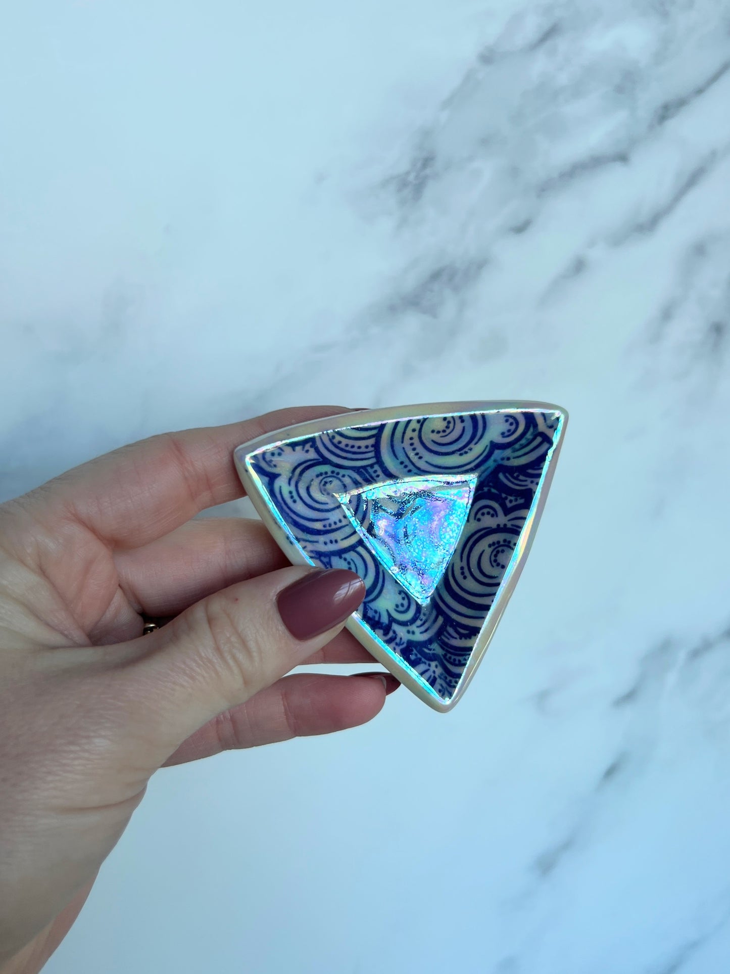 Triangle Clouds Tray Iridescent Altar Ring Jewelry Dish