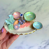 Emerald Waves - Coral Reef Ring Dish - Iridescent Infinity Tray
