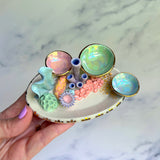 Emerald Waves - Coral Reef Ring Dish - Iridescent Infinity Tray