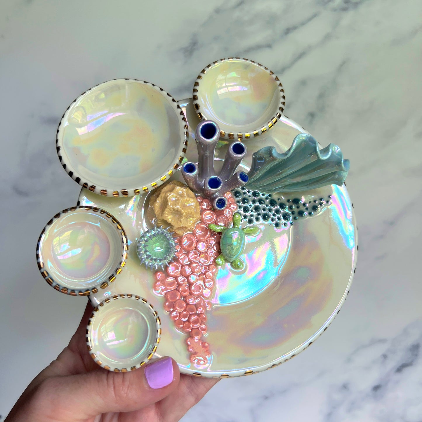 Ocean Dreams - Coral Reef Dish Iridescent Infinity Sea Turtle Tray