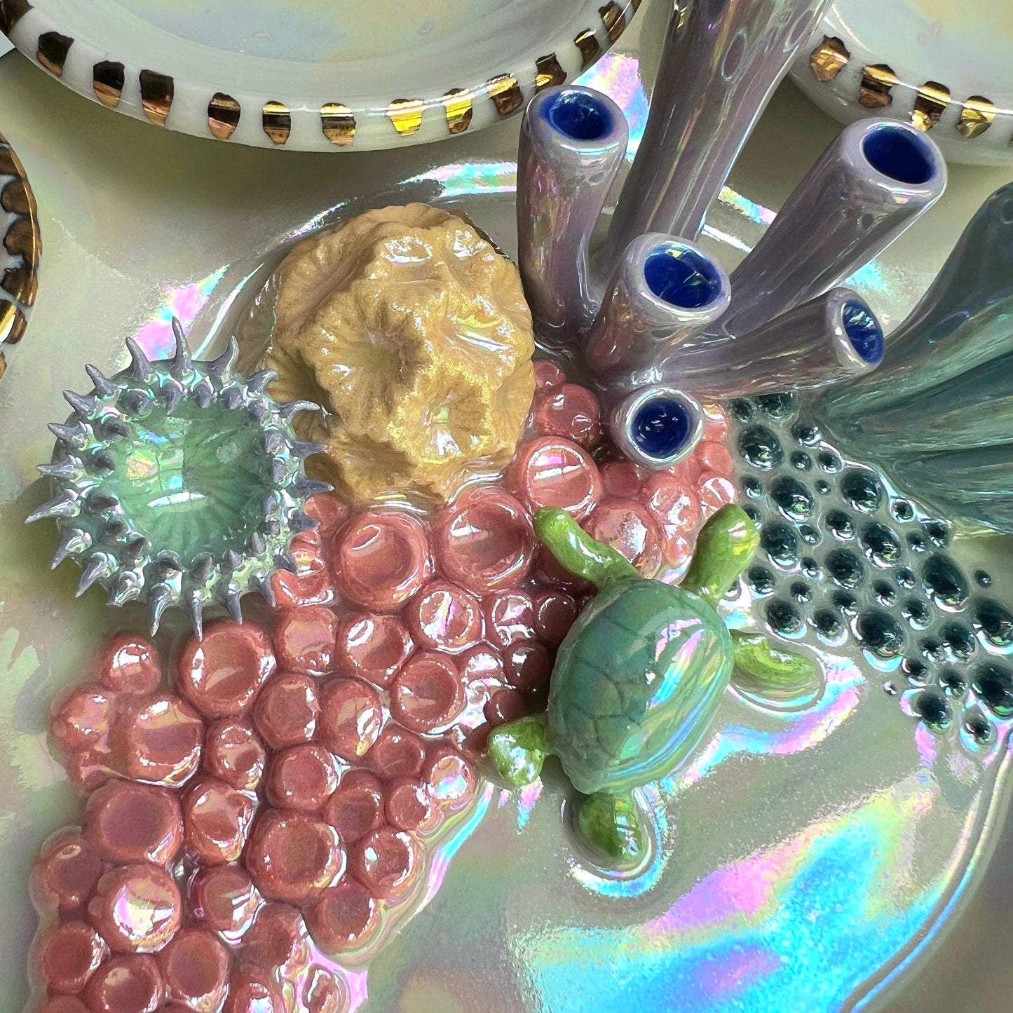 Ocean Dreams - Coral Reef Dish Iridescent Infinity Sea Turtle Tray