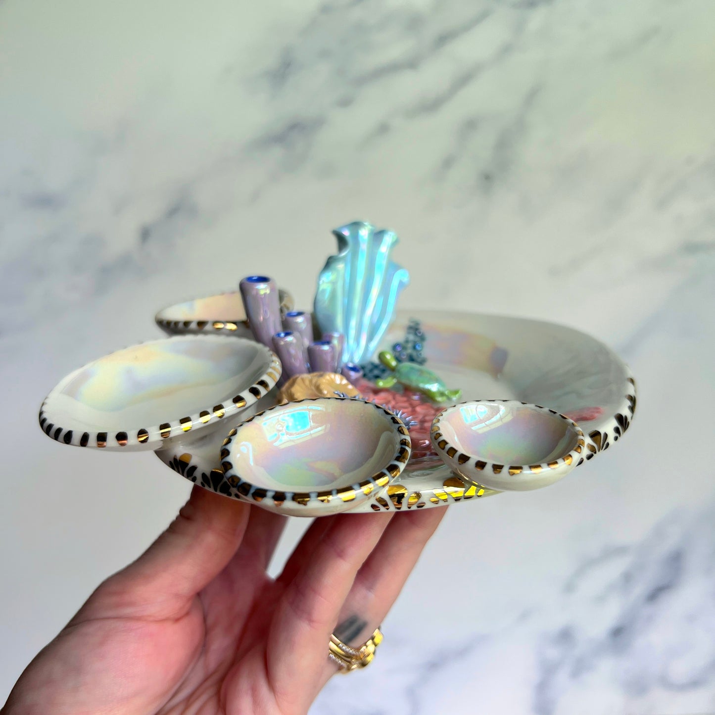 Ocean Dreams - Coral Reef Dish Iridescent Infinity Sea Turtle Tray