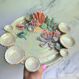 Lucky 7 - Huge Coral Reef Dish Sea Creature Iridescent Infinity Tray