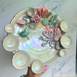 Lucky 7 - Huge Coral Reef Dish Sea Creature Iridescent Infinity Tray
