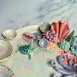 Lucky 7 - Huge Coral Reef Dish Sea Creature Iridescent Infinity Tray
