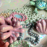 Lucky 7 - Huge Coral Reef Dish Sea Creature Iridescent Infinity Tray
