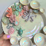 Lucky 7 - Huge Coral Reef Dish Sea Creature Iridescent Infinity Tray