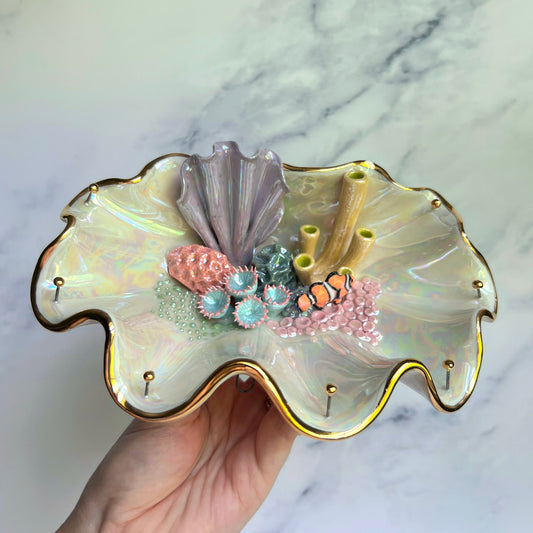 Finding Naomi - Shell Jewelry Wall Hanging- Clown Fish - Coral Reef Necklace Display C