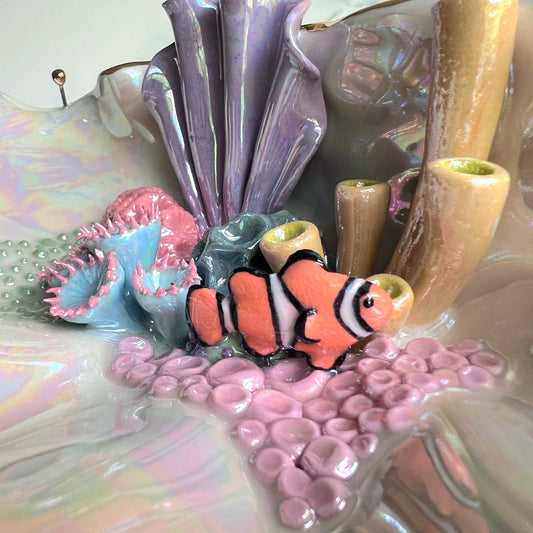 Finding Naomi - Shell Jewelry Wall Hanging- Clown Fish - Coral Reef Necklace Display C