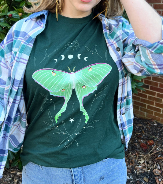 Luna Moth Shirt, Unisex Jersey Mystical Witchy Tee