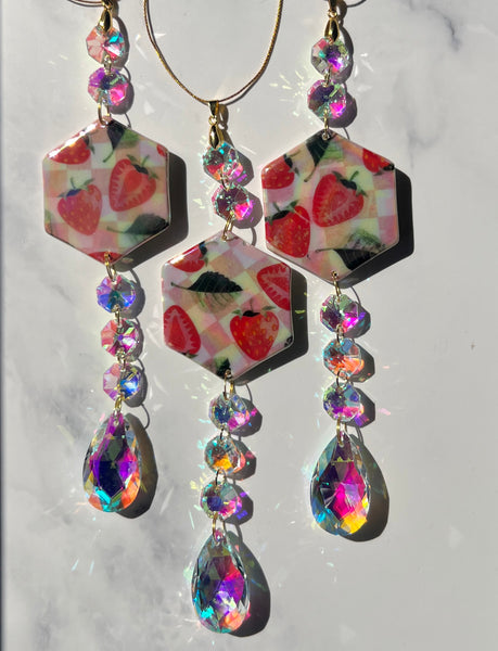 Strawberry Hexagon Suncatcher