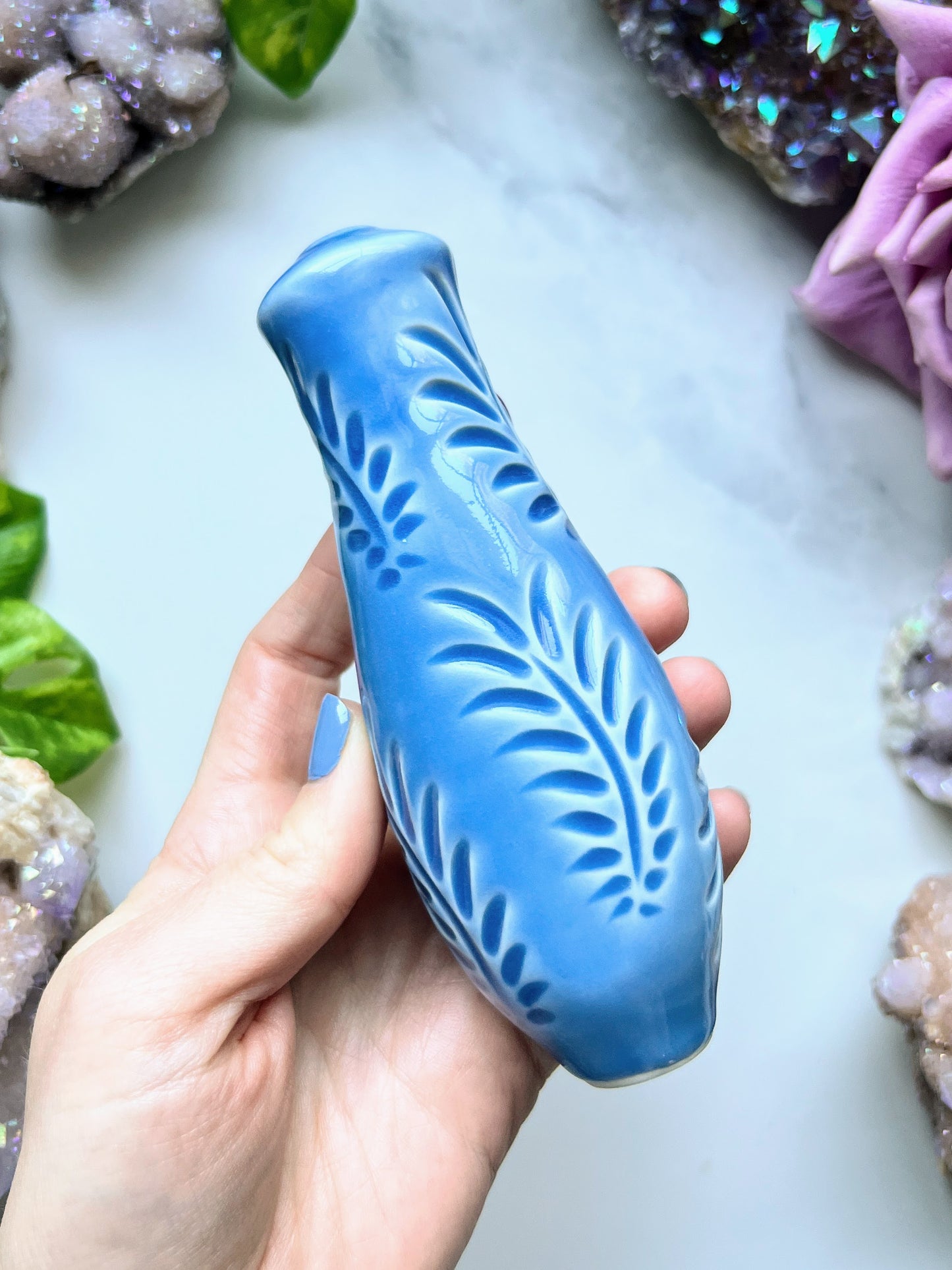 Blue Dreamy Snake Pipe with Ceramic Porcelain Smoking Pipe