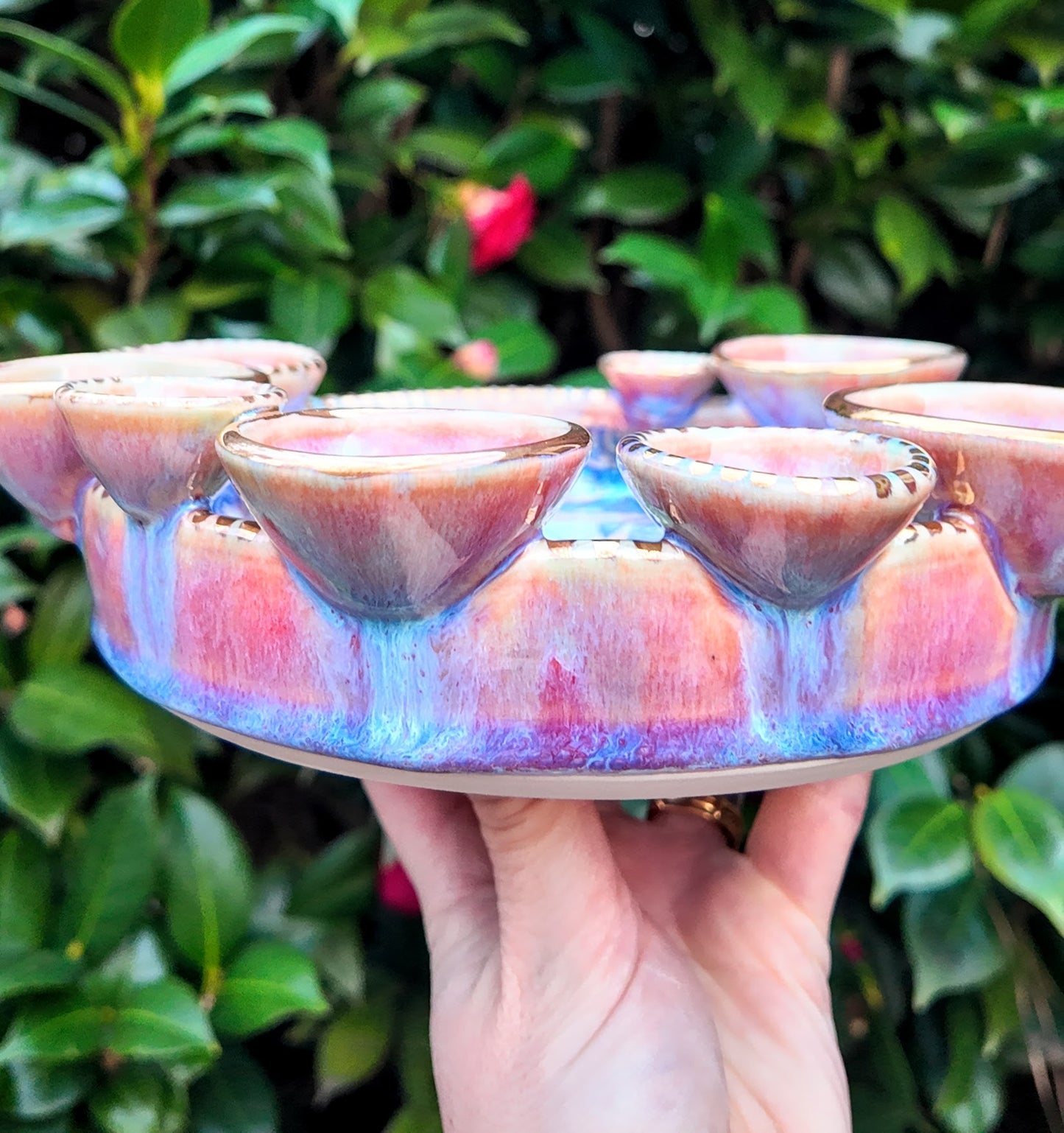 Orchid Chakra Goddess Tray Irridescent Tray Gold Pink Monstera Altar Tray Witchy Jewelry Dish