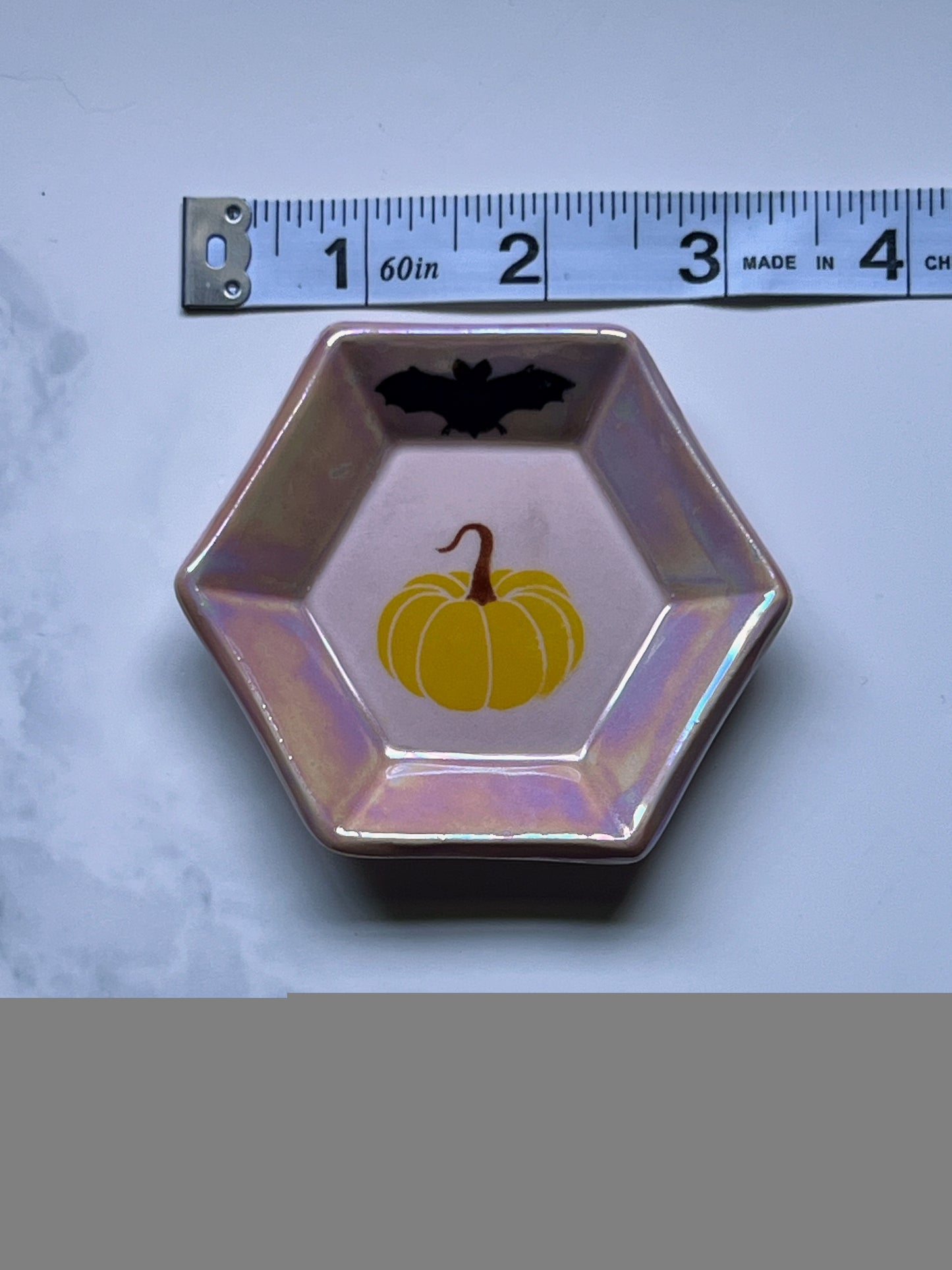 Halloween Ring Dish Iridescent Pumpkin Altar Tray Witchy Fancy Jewelry Dish