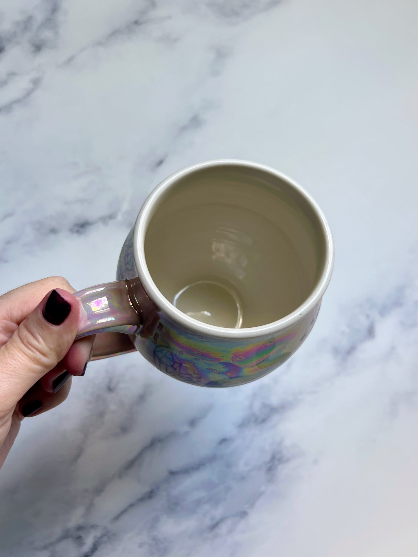 Moth Snake Mug, Iridescent Spiderweb Porcelain Mug, Pottery Mug, Hand made