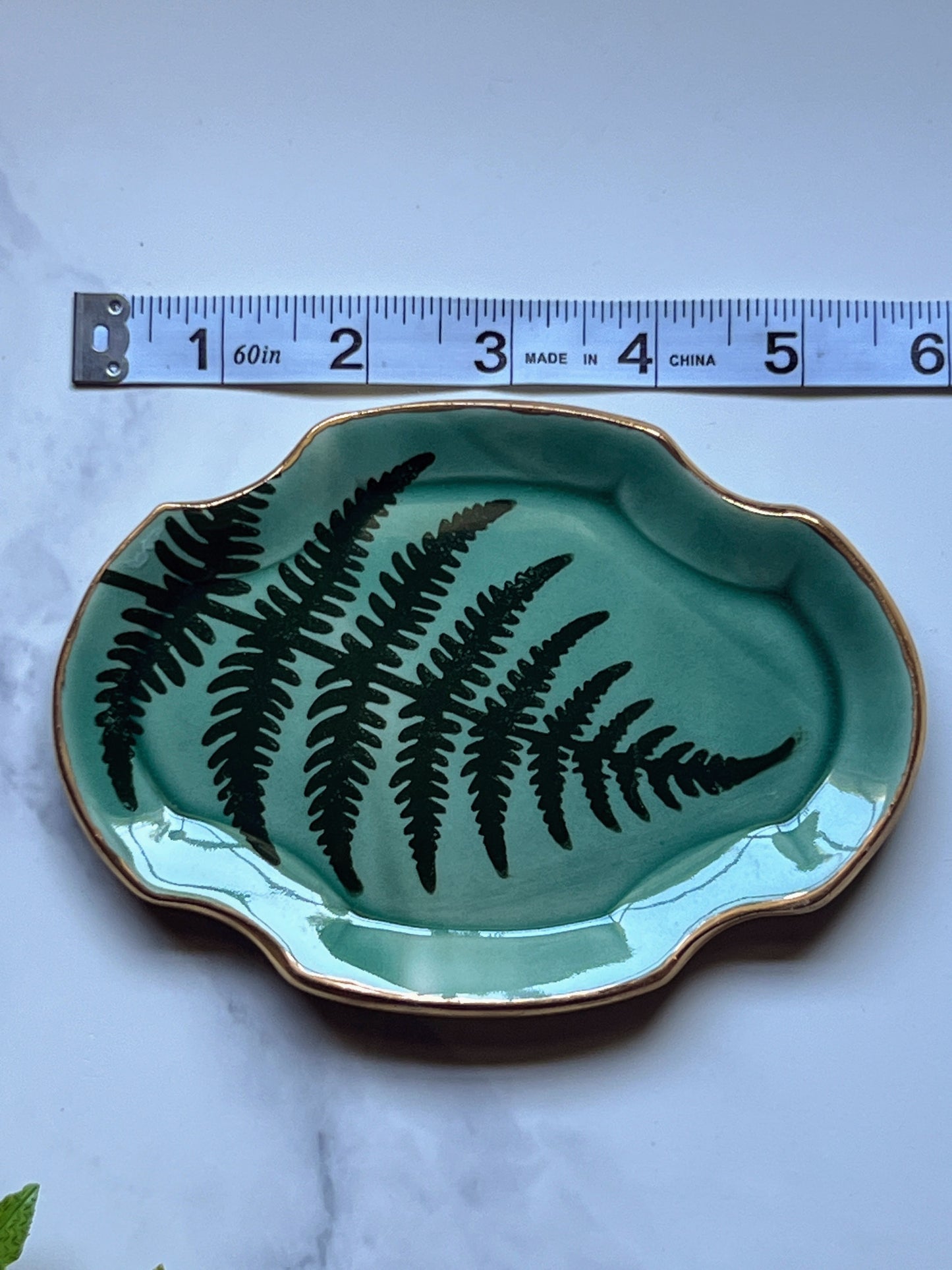 Fern Plate Crystal Gold Altar Tray Witchy Jewelry Dish