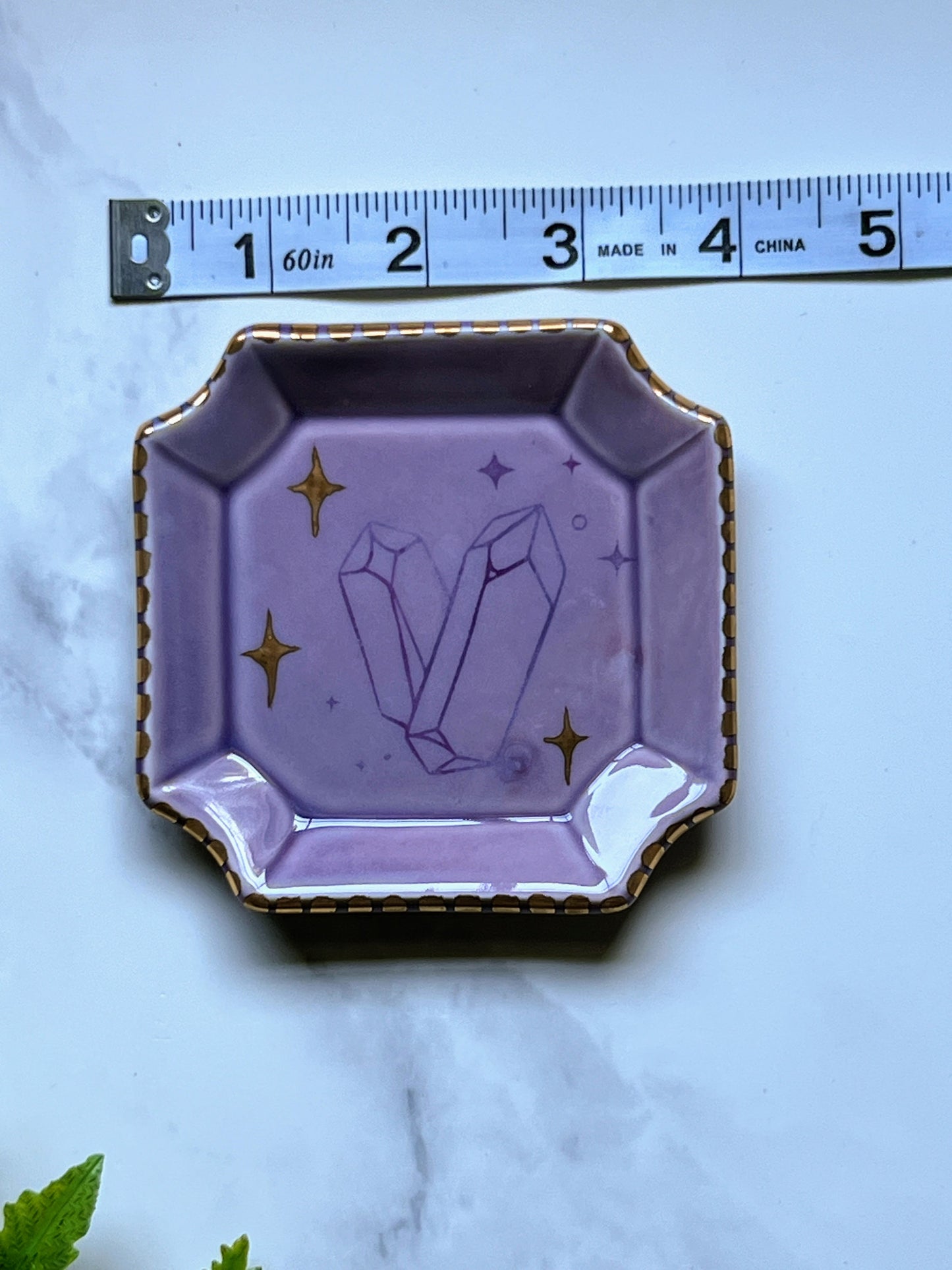 Crystal Star Dish Gold Altar Tray Witchy Fancy Square Jewelry Dish