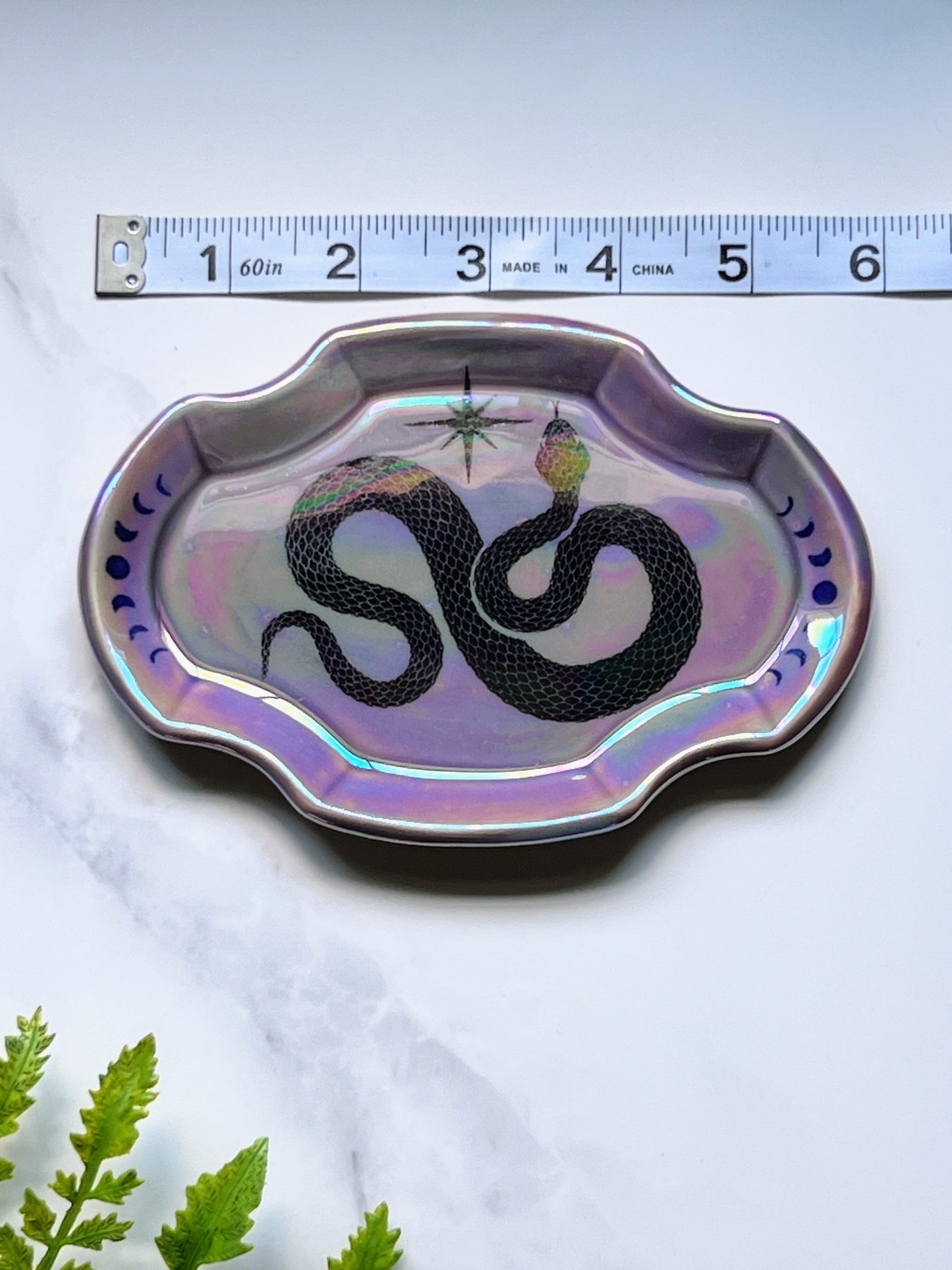 Snake Dish Iridescent Moon Phase Altar Tray Witchy Fancy Jewelry Dish