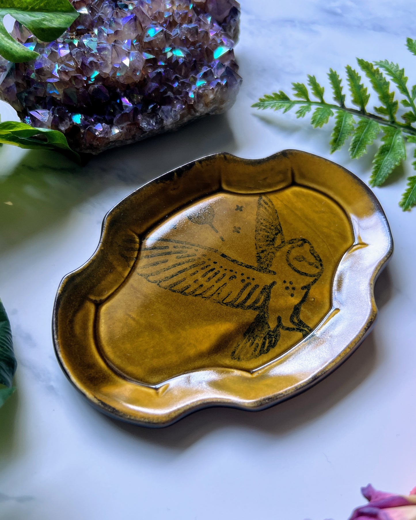 Owl Tray Plate Altar Tray Witchy Jewelry Dish