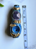 Spooky Amethyst Moon Pipe with Gold Bats Ceramic Porcelain Smoking Pipe