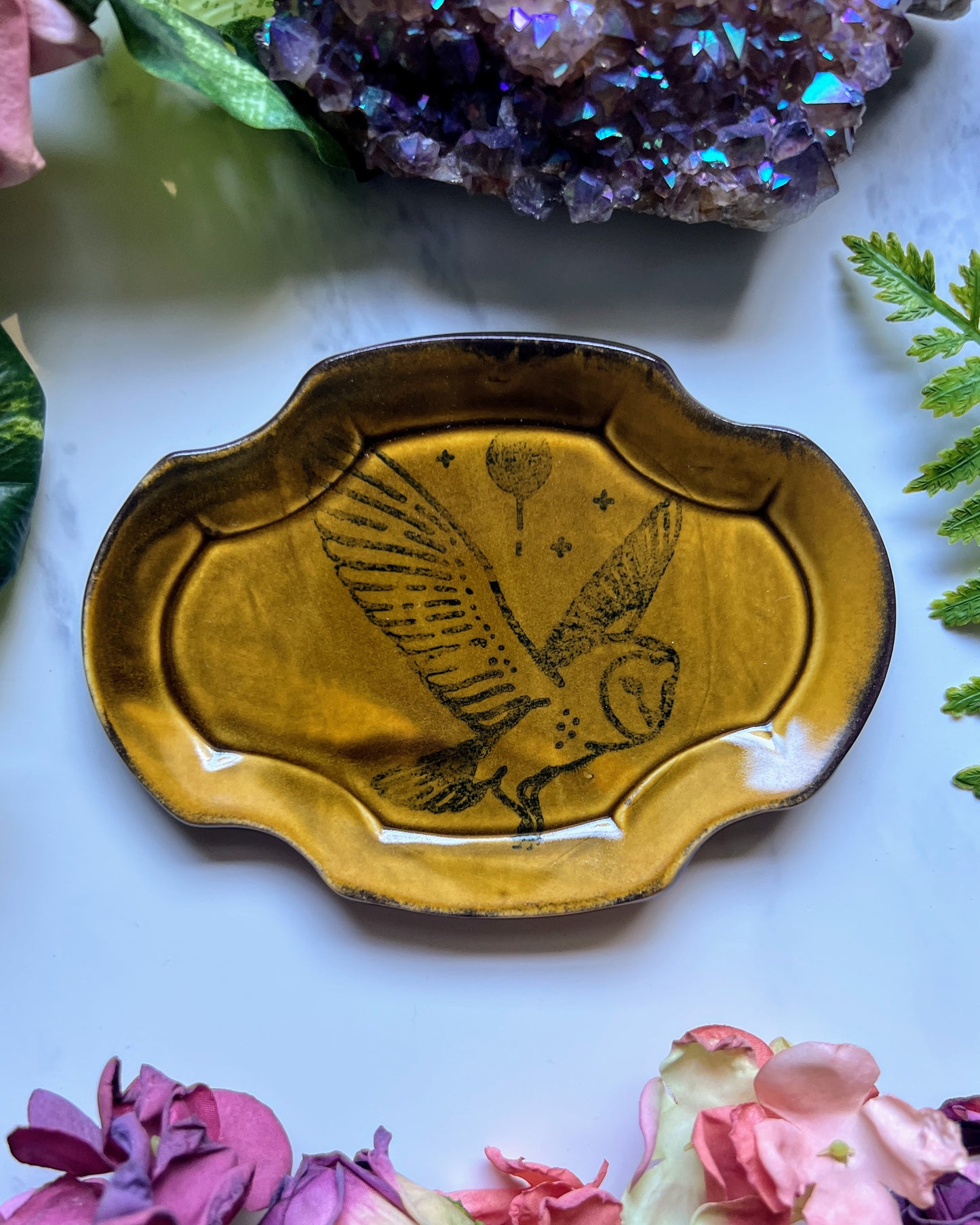 Owl Tray Plate Altar Tray Witchy Jewelry Dish