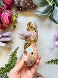 Angel Aura Spirit Quartz Pipe Victorian Gold Gilded with Opal and Larimar Crystal Porcelain Ceramic Smoking Pipe