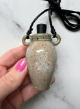 Snake Bottle Necklace Speckled Moth Ceramic with Rubber Cork