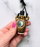 Abalone Bottle Necklace Porcelain Amber Ceramic with Rubber Cork