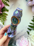 IMPERFECT Abalone Pipe with Luna Moth Purple Porcelain Ceramic Smoking Pipe